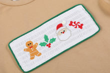 Load image into Gallery viewer, Light Brown Christmas Smocked Shirt and Green Corduroy Pants: 2T
