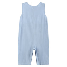 Load image into Gallery viewer, Light Blue Nativity Smocked Overalls: 12-18M
