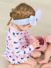 Load image into Gallery viewer, Baby Girls Pink Whale Friends Scalloped Long Sleeve Rash Guard 2-Piece: Pink / 2T