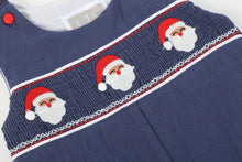 Load image into Gallery viewer, Navy Blue Santa Smocked Overalls: 12-18M