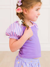 Load image into Gallery viewer, Girls Tower Princess Puff Sleeve Skirted 2-Piece: Purple / 5