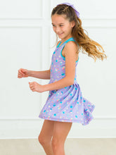 Load image into Gallery viewer, Girls Purple Garden Active Dress & Bike Short Set: Purple / 2T