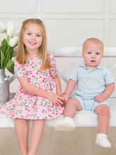 Load image into Gallery viewer, Girls Sweet As Strawberries Short Sleeve Knit Twirl Dress: Pink / 5