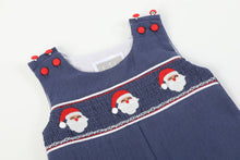 Load image into Gallery viewer, Navy Blue Santa Smocked Overalls: 12-18M