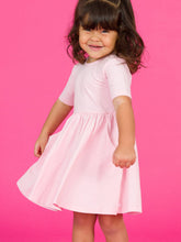 Load image into Gallery viewer, Girls Pink Short Sleeve Knit Twirl Dress: Pink / 5