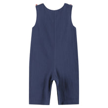 Load image into Gallery viewer, Navy Blue Santa Smocked Overalls: 12-18M