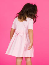Load image into Gallery viewer, Girls Pink Short Sleeve Knit Twirl Dress: Pink / 5