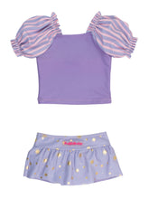 Load image into Gallery viewer, Girls Tower Princess Puff Sleeve Skirted 2-Piece: Purple / 5