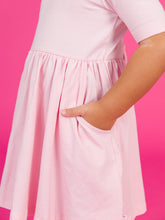 Load image into Gallery viewer, Girls Pink Short Sleeve Knit Twirl Dress: Pink / 2T
