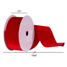 Load image into Gallery viewer, Vickerman 2.5&quot; x 10 Yards Red Velvet Ribbon: Red / Polyester 90% Spandex 10%, wire, Top: we / 2.5&quot; x 10 yd
