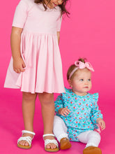 Load image into Gallery viewer, Girls Pink Short Sleeve Knit Twirl Dress: Pink / 2T
