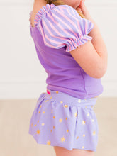 Load image into Gallery viewer, Girls Tower Princess Puff Sleeve Skirted 2-Piece: Purple / 5
