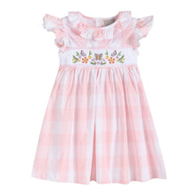 Load image into Gallery viewer, Large Pink Check Butterfly Garden Smocked Dress: 3-6M
