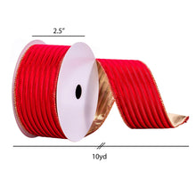 Load image into Gallery viewer, Vickerman 2.5&quot; x 10 Yards Red Stripe Gold Back Ribbon: Red / Polyester 70% Metallic 30%, wire, top: w / 2.5&quot; x 10 yd
