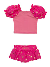 Load image into Gallery viewer, Girls Sleeping Princess Puff Sleeve Skirted 2-Piece: Pink / 5
