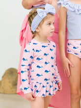 Load image into Gallery viewer, Baby Girls Pink Whale Friends Scalloped Long Sleeve Rash Guard 2-Piece: Pink / 2T
