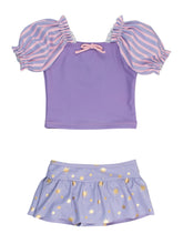 Load image into Gallery viewer, Girls Tower Princess Puff Sleeve Skirted 2-Piece: Purple / 5
