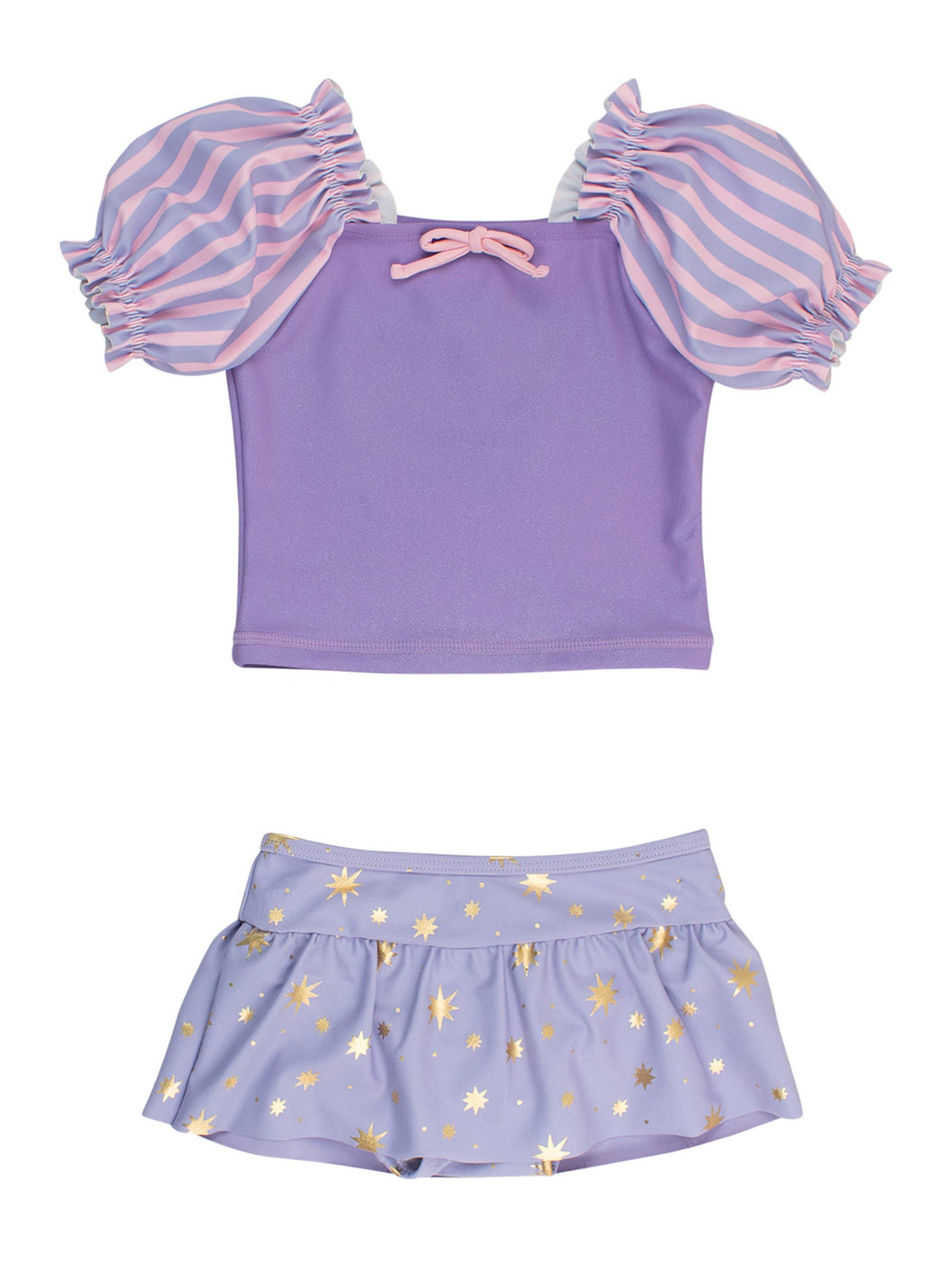 Girls Tower Princess Puff Sleeve Skirted 2-Piece: Purple / 5