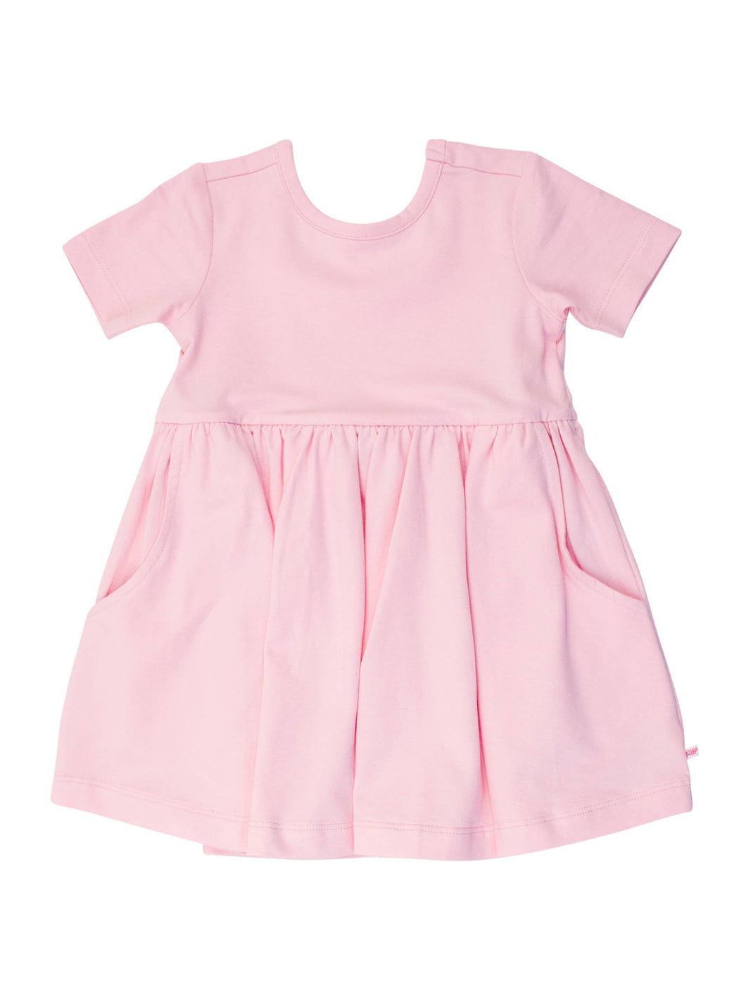 Girls Pink Short Sleeve Knit Twirl Dress: Pink / 2T