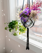 Load image into Gallery viewer, 6&quot; Disco Planter with Black Macrame + Flat Base
